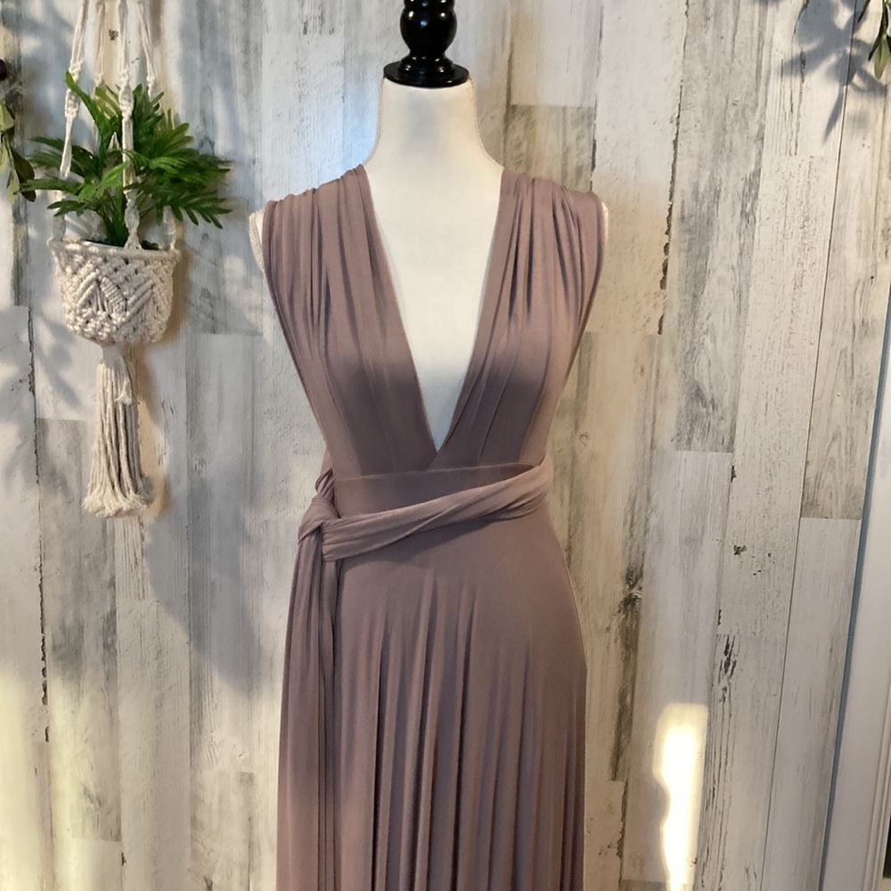Lulu's Convertible Tricks of the Trade Taupe Maxi Dress - Picture 3 of 11